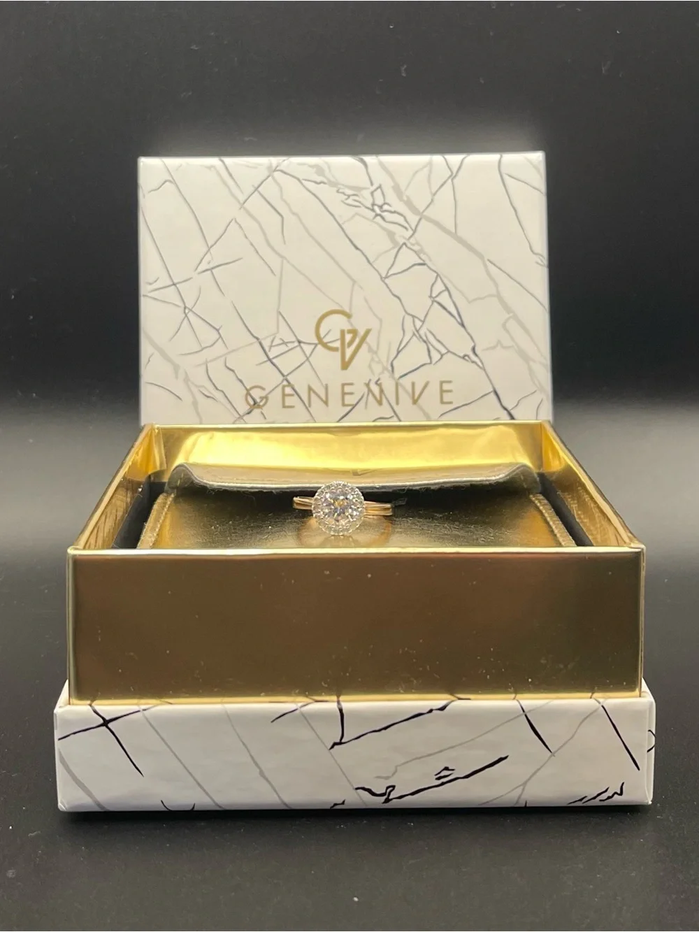 NWT Genevieve SS vermeil Halo Ring size 8